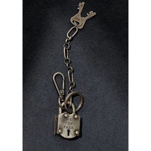 NEW FREE PEOPLE Silver Lock & Key Keychain